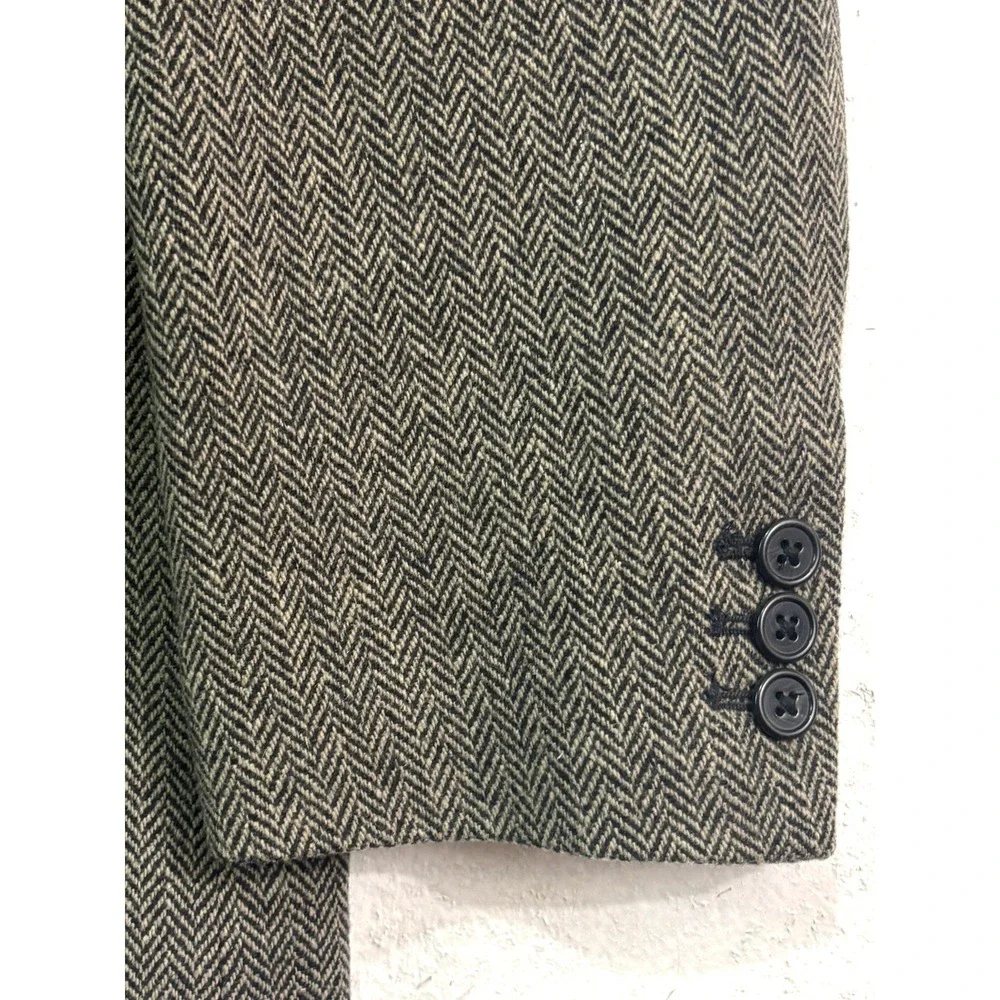 vtg Y2K Gap‎ Large 42R Gray Herringbone Tweed Blazer Jacket Sport Suit Coat Wool